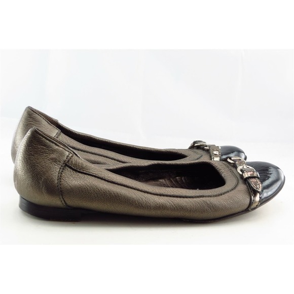 AGL Size 37 M Silver‎ Round Toe Ballet Flats Leather Women - Picture 4 of 7